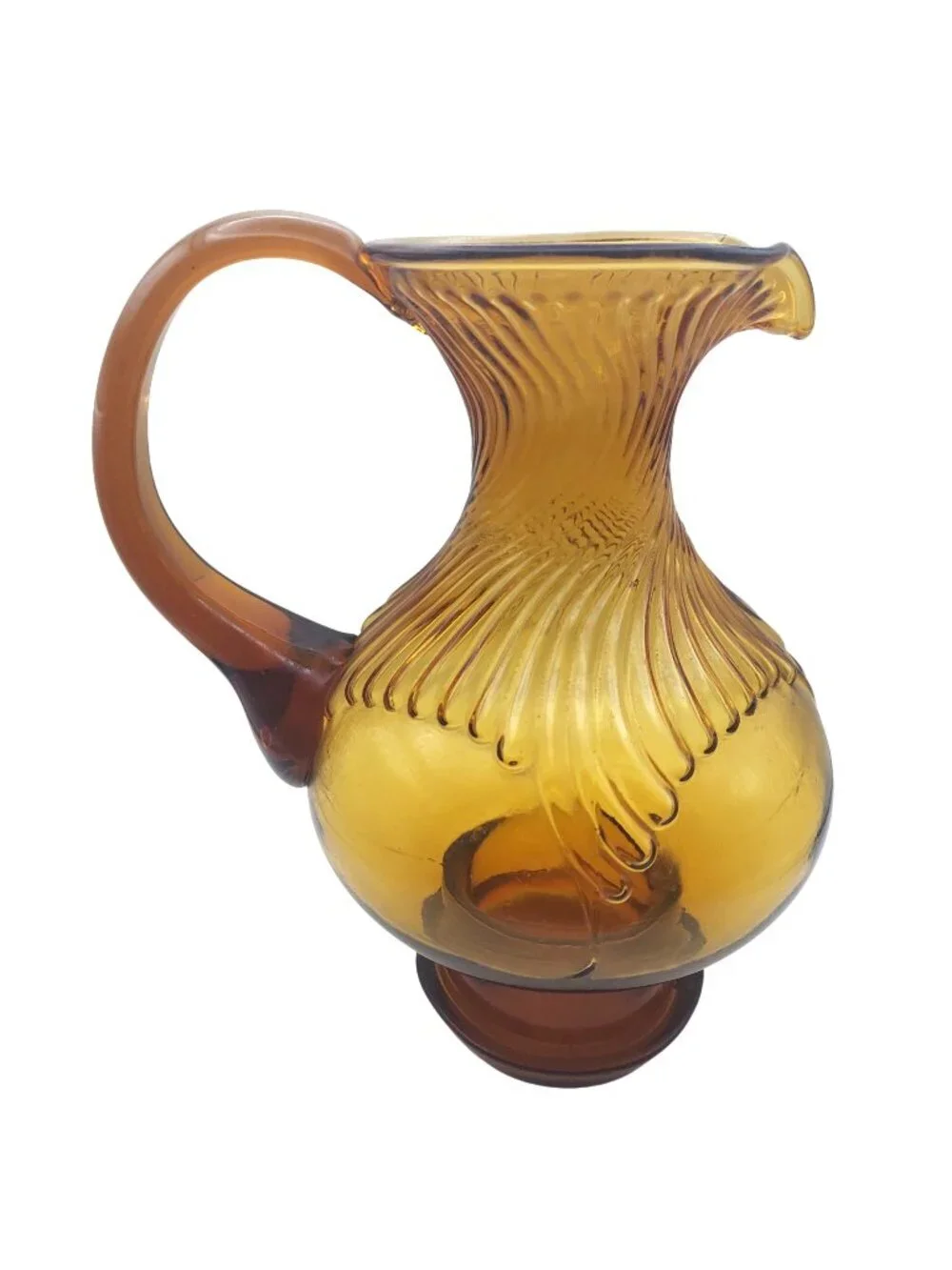 Tiara Exclusives Hurricane Pitcher Amber Indiana Glass Vintage 70s Art Deco